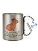 Mr. & Mrs. Panda Tasse Capybara Blume mit Spruch in Silber