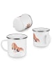 Mr. & Mrs. Panda Camping Emaille Tasse Hund Basset Hound ohne Sp... in Weiß