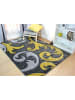 KADIMA DESIGN Abstrakter floraler Teppich in Gelb-Grau