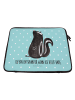Mr. & Mrs. Panda Laptop Tasche Stinktier Sitzen mit Spruch in Türkis Pastell