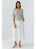 Oui Leinen Pullover in white green