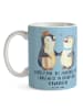 Mr. & Mrs. Panda Teetasse Großeltern Zauberer mit Spruch in Blau Pastell