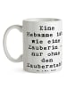 Mr. & Mrs. Panda Tasse Spruch Hebamme Magie mit Spruch in Weiß