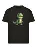 F4NT4STIC T-Shirt Süßer grüner Dino in schwarz