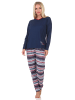 NORMANN Normann Damen langarm Schlafanzug Pyjama in wunderschöner Optik - 88767 in navy