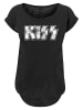 F4NT4STIC Long Cut T-Shirt Kiss Rock Band Vintage Logo in schwarz
