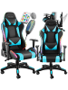 tectake Gamingstuhl Tartaros dicke Polsterung, Belastbarkeit 120 kg, schwarz/azur