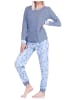 NORMANN Pyjama Schlafanzug langarm Bündchen und Spitze - 72444 in hellblau
