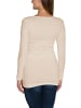 Alkato Alkato Damen Langarm Longshirt Langarmshirt in beige/weiß