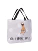 Mr. & Mrs. Panda Schultertasche Faultier Kaffee mit Spruch in Grau Pastell