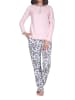 NORMANN Pyjama Schlafanzug langarm Hose floralem print in rosa