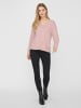 Vero Moda Strickpullover V-Ausschnitt Langarm Sweater VMCREWLEFILE in Rosa