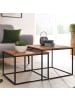 KADIMA DESIGN Wohnzimmertisch 2er Set Massivholz / Metall Beistelltisch Eckig