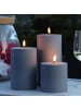 Deluxe Homeart LED Kerze Mia Kunststoff für Innen/Außen flackernd H: 20cm D: 10cm in grau