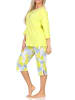 NORMANN Kurzarm Pyjama Caprihose floralem print in grün