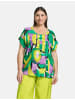 SAMOON Bluse Kurzarm in Lemon Green gemustert