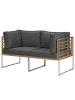 home24 home24 Loungesofa 2-teilig - Webstoff / Teak massiv / Edelstahl - Anthrazit - 140 x 74 x 70 cm in Anthrazit