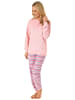 NORMANN Frottee Pyjama lang Bündchen Hose gestreift - 48884 in rosa
