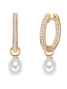 Valero Pearls Ohrringe aus Sterling Silber mit Zirkonia Süßwasser-Zuchtperle in gelbgold
