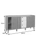 MCW Sideboard M48, Walnuss-Optik, Schubladen dunkelgrau