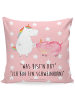 Mr. & Mrs. Panda Kissen 40x40 Einhorn Schwein mit Spruch in Rot Pastell