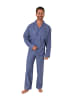 NORMANN Flanell Pyjama Schlafanzug zum durchknöpfen - 70113 in blau