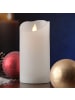 MARELIDA LED Kerze Twinkle Echtwachs bewegte Flamme D: 7,5cm H: 15cm in weiß