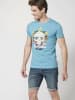 KOROSHI Kurzarm T-Shirt in blau