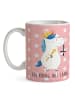 Mr. & Mrs. Panda Tasse Einhorn König mit Schwert mit Spruch in Rot Pastell