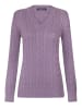Felix Hardy Grobstrick Zopfmuster V-Ausschnitt Pullover in Lila-lm