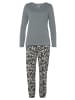 Vivance Active Pyjama in graublau schwarz-gemustert