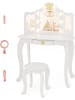 COSTWAY Kinder Schminktisch mit Beleuchtung in Weiß