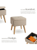 tectake Hocker mit Stauraum in Leinenoptik, 32,5 x 32,5 x 36,5 cm