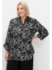 sheego Hemdbluse in schwarz-weiß gemustert