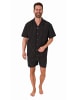 NORMANN Schlafanzug Shorty Pyjama kurzarm gewebt zum Knöpfen - 80002 in schwarz