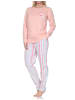 NORMANN Schlafanzug langarm Streifenoptik Übergrössen 125 201 90 667 in apricot