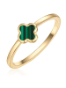Glanzstücke München Ring Kleeblatt aus Edelstahl mit Malachit (synth.) in gelbgold