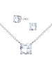 Alexander York Schmuckset 6 mm CUSHION ZIRKONIA in 925 Sterling Silber, 4-tlg.