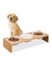 relaxdays Hunde-Futterstation in Natur/ Weiß- (B)46,5 x (H)9,5 x (T)17 cm