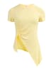 myMo Damen Jersey-Shirt Aus Rippstrick in Hellgelb