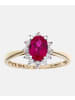 Diamant L'éternel Cluster-Ring aus 375 Gelbgold mit Diamant mit Rubin