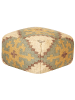 Beliani Pouf SARON in Beige/Grün/Bunt - (W) 50 x (H) 30 x (L) 50 cm