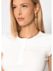 SASSYCLASSY Geripptes T-Shirt mit Knopfleiste in Offwhite
