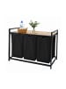relaxdays Wäschesammler in Schwarz/ Natur - (B)109,5 x (H)73,5 x (T)33 cm