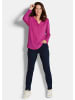 GOLDNER Kurzgröße:  Blusenshirt Elegantes Chiffonshirt, Jersey-Details in beere