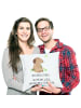 Mr. & Mrs. Panda Kissen Hund Kleeblatt mit Spruch in Weiß