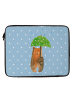 Mr. & Mrs. Panda Laptop Sleeve Bär Regenschirm ohne Spruch in Blau Pastell