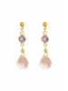 Gemshine Ohrringe Tropfen - Amethyst, Rosenquarz in gold coloured