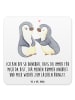 Mr. & Mrs. Panda Bierdeckel Pinguine trösten mit Spruch in Weiß