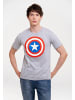 Logoshirt T-Shirt Marvel Comics - Captain America Logo in grau-meliert